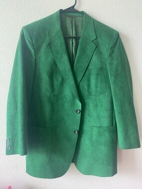 Men's Green Suede Sport Coat - Unbranded
